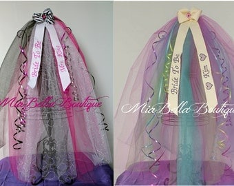 BACHELORETTE VEIL, Tiara Bridal Shower Veil, Bride To Be Veil, Party Veil, Future Mrs. Veil, Soon To Be Mrs. Veil, CUSTOM Colors Embroidered