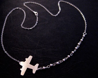 Airplane Necklace - Silver Airplane Jewelry - Wanderlust Necklace - Travel Jewelry - Flight Attendant Gift - Plane Necklace