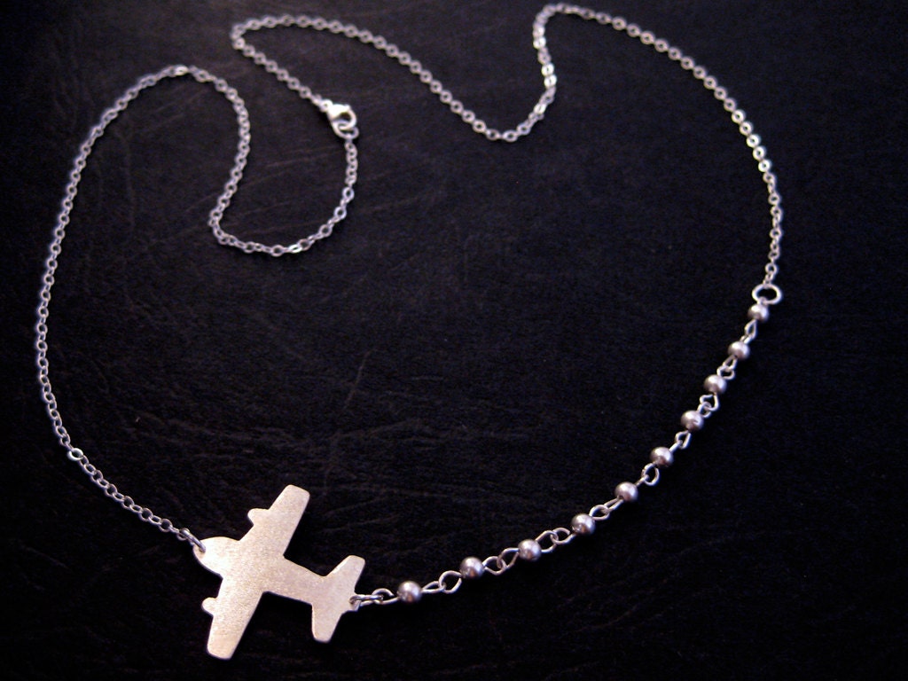 Airplane Necklace Silver Airplane Jewelry Wanderlust