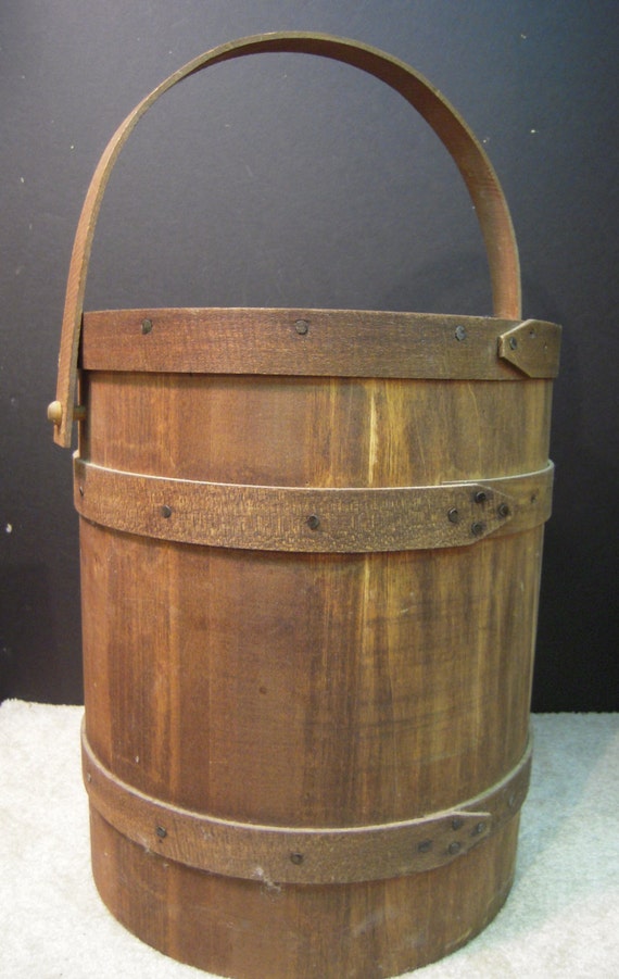 Antique Large Wood Firkin Sugar Bucket