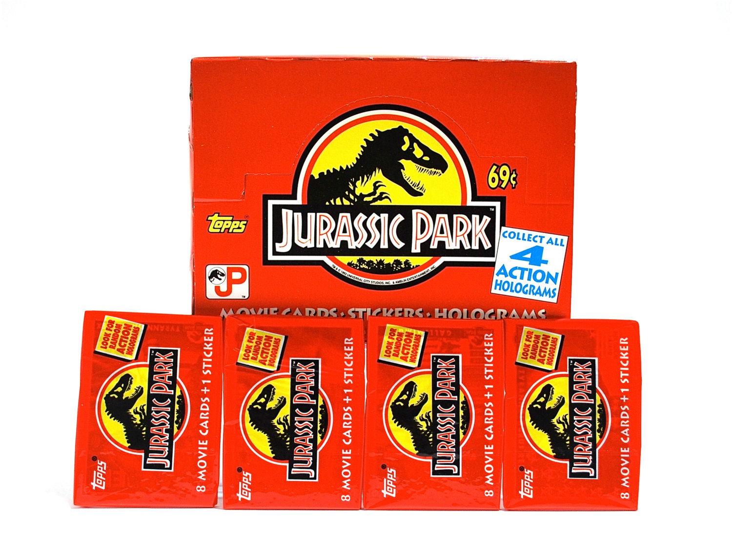Jurassic Park Movie Cards Topps 1992 Lot Of 4 By WonderlandToys