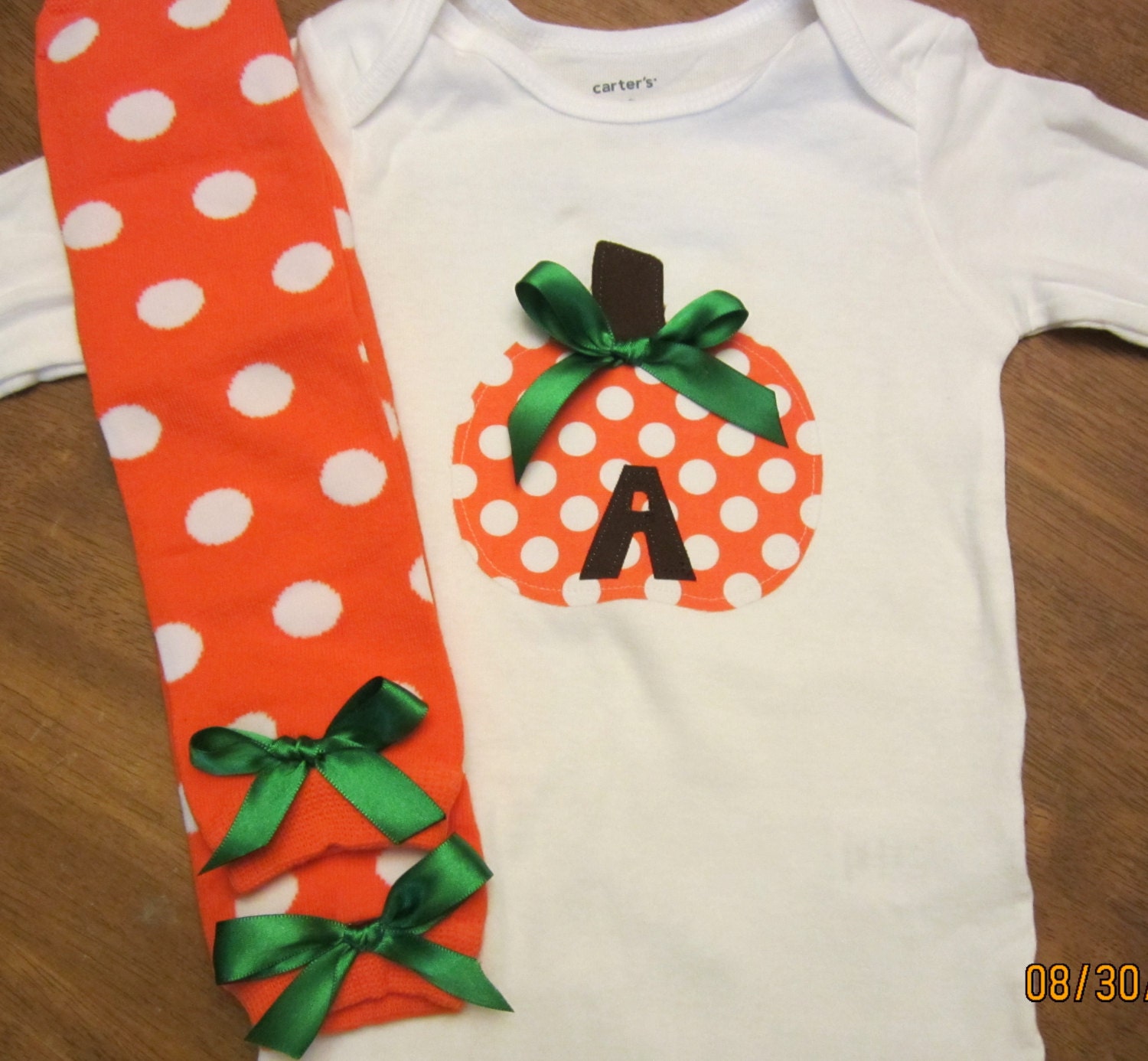 Adorable Inital Fall/Pumpkin Bodysuit with by rhondaksmith on Etsy