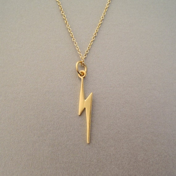 Lightning Bolt Charm Necklace by on Etsy