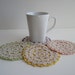 Crochet Lacy Doily Coasters - Double Layer - Peach, Green, Purple and Yellow