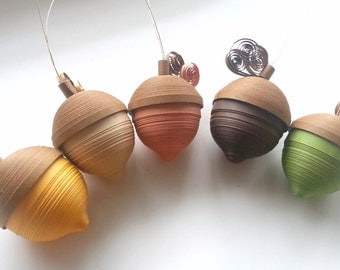 Acorn Thanksgiving Decor for Fall, Fall Table Decor, Thanksgiving Decoration, Thanksgiving Acorn Ornament Set Paper Quilled Fall Colors