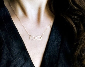 Hammered Infinity Necklace, 14k Gold Filled