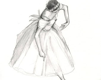 Bailarina 14 Original lápiz dibujo clásico por FleurDeParis