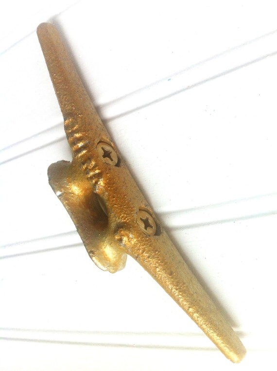 Gold 6 distressed boat cleat wall hook drawer pull