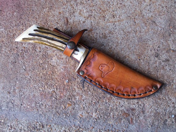 Hand Forged Cowboy Knife ...Stag Handle by BillTheBlacksmith