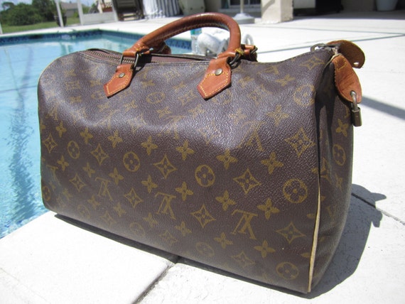 Items similar to LOUIS VUITTON Speedy 30 vintage 1970s satchel signature with lock purse bag ...