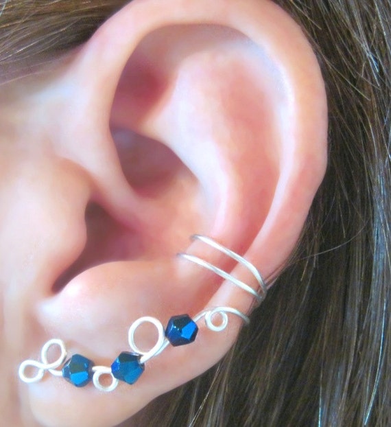 Non Pierced Ear Cuff  Crystal Vine Cartilage by ArianrhodWolfchild