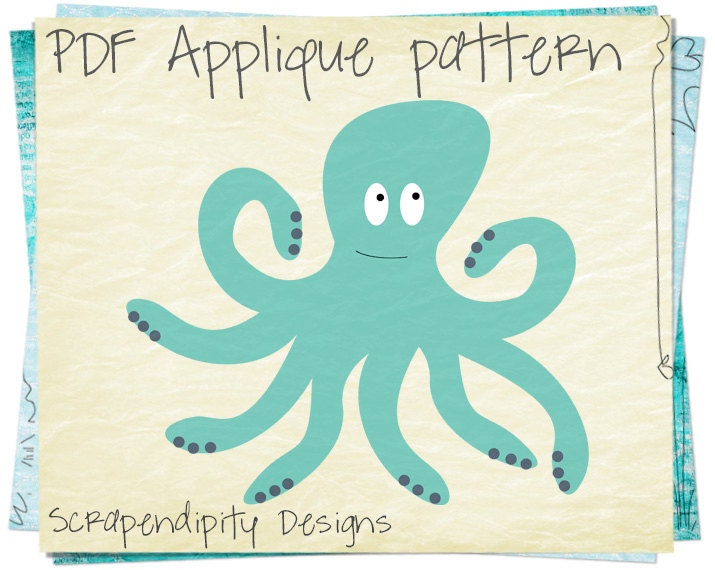Octopus Applique Pattern Ocean Applique Template / Ocean
