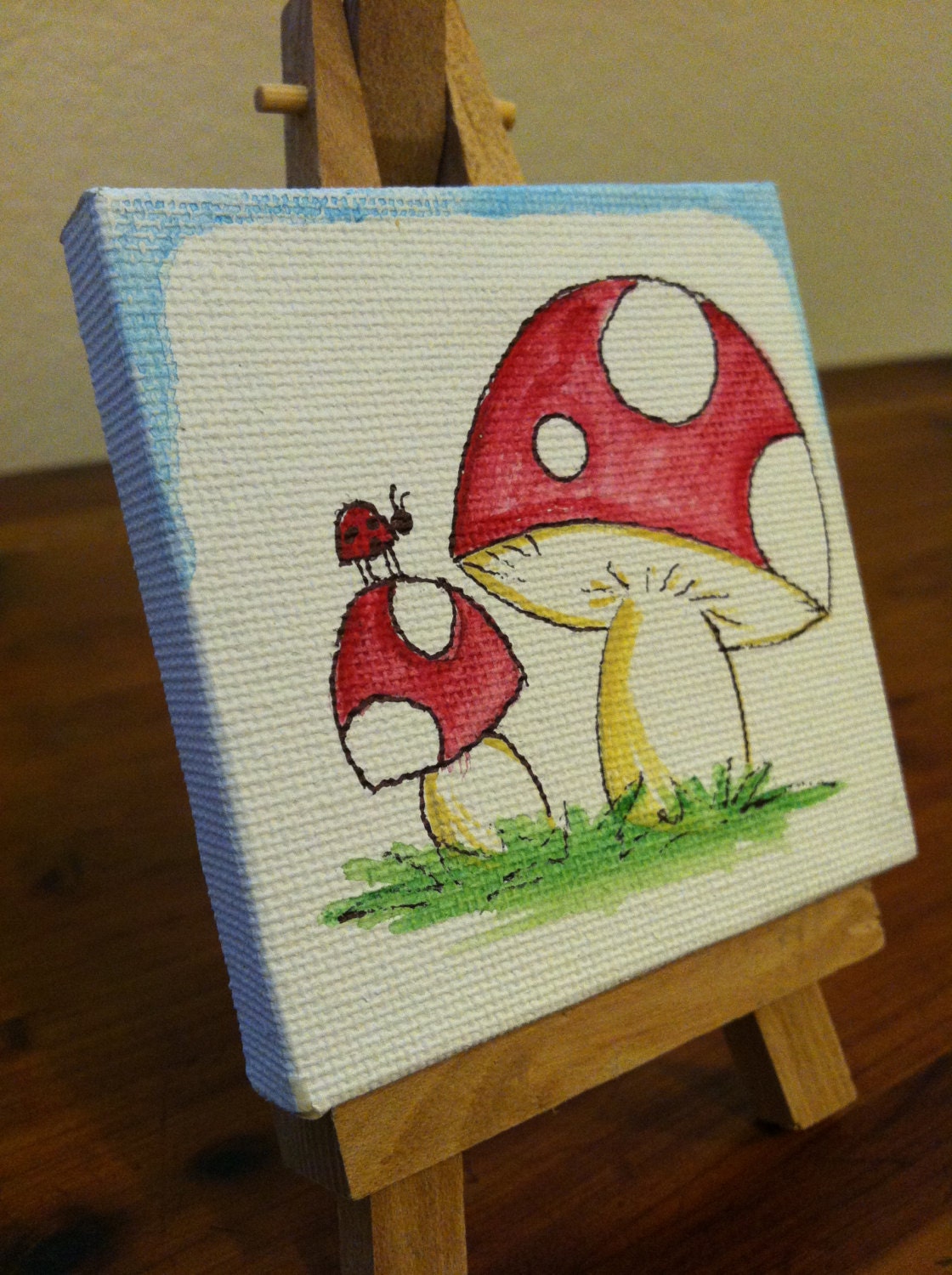 Original Painting // Toadstool // Mini Painting // Mushrooms