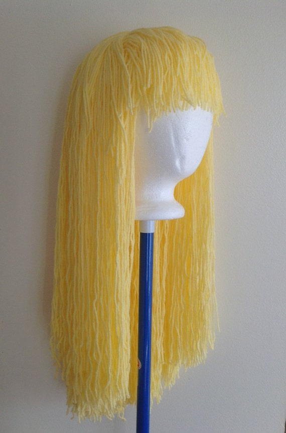 Handmade Crochet yarn Hair wig in yellow yellow for adult