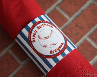 Baseball Party Personalized Printable Napkin Ring Band