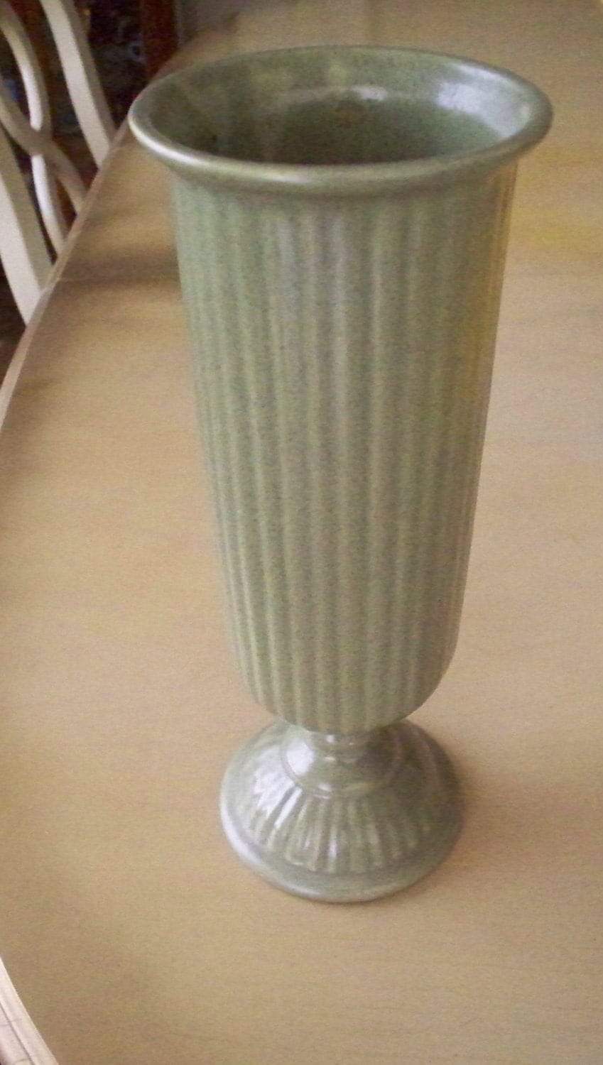 Haeger Pottery Ribbed Footed Vase Tall Fluted Cylinder Vase