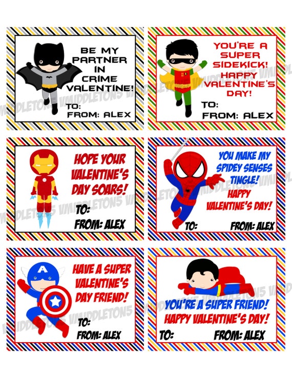 Superhero Valentine's Day Cards Print Your Own by vmiddleton5