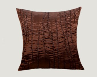 Decorative Brown Copper Textured fabric Throw pillow case, fits 18" x 18" insert, Toss pillow case, Cushion case
