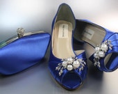 Items similar to Wedding Shoes and Matching Clutch - Royal Blue Wedding ...