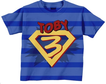 Superhero Birthday Shirt, Personalized Boys Super Hero Number T-Shirt, Costume with Cape,