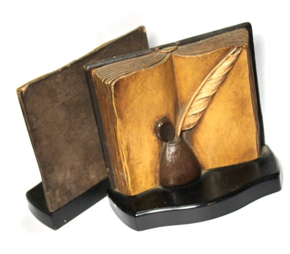 Open book Bookends- Syroco Wood, great teacher gift