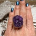 ROYALE/ Raw Amethyst Druzy Quartz Crystal Cluster Gemstone Chunky Statement Cocktail Ring Adjustable, Boho, Gypsy, Chic, February Birthstone