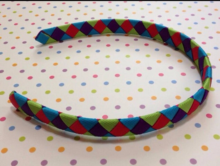 Bright color woven headband by BoydsBowCreations on Etsy