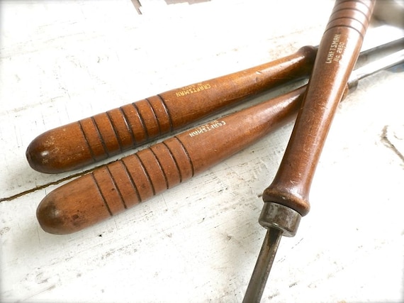 Vintage Woodworking Tools Wooden Handles by DairyFarmAntiques