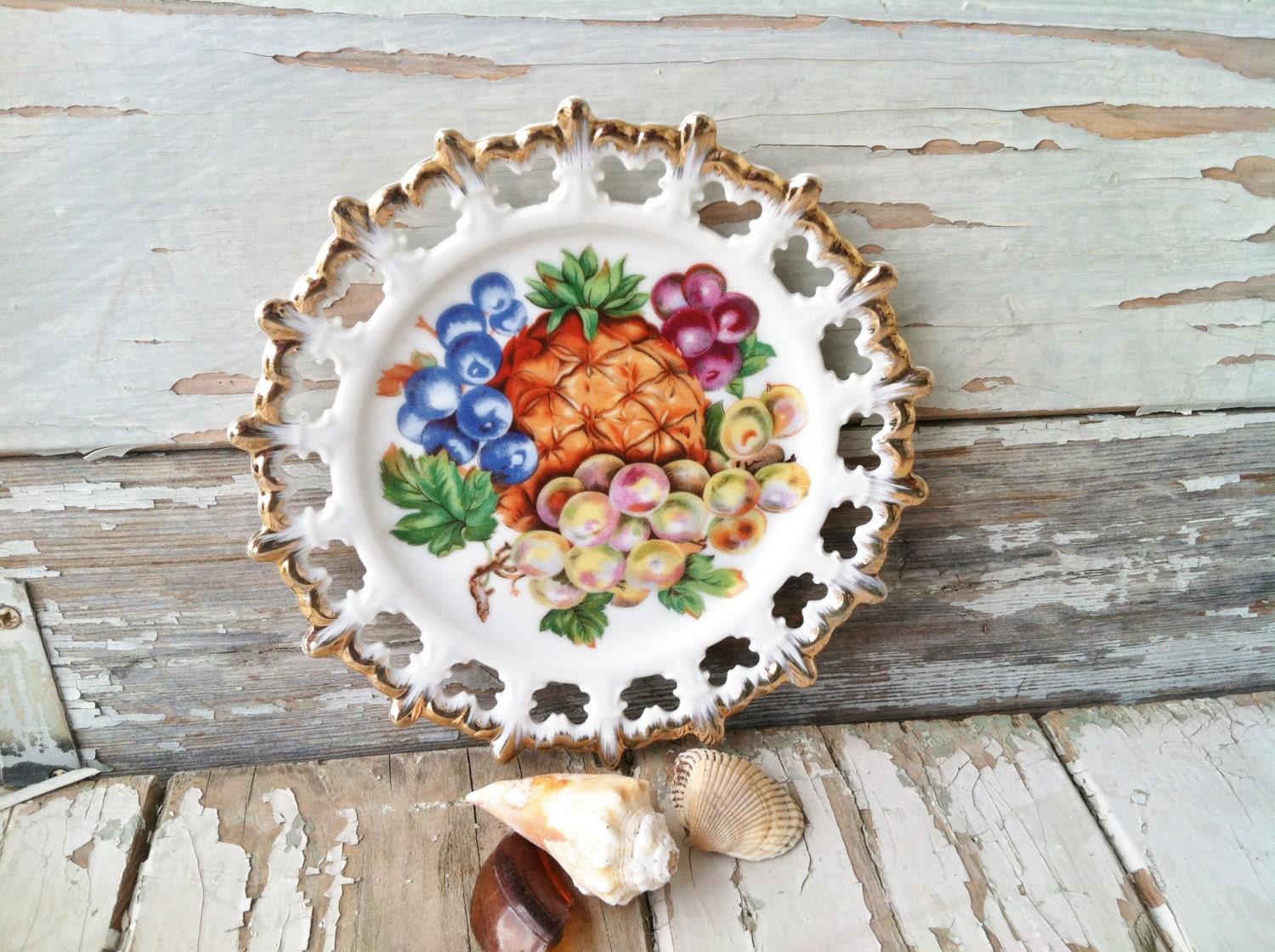 Kitsch China Fruit Plate Vintage Decorative by happydayantiques