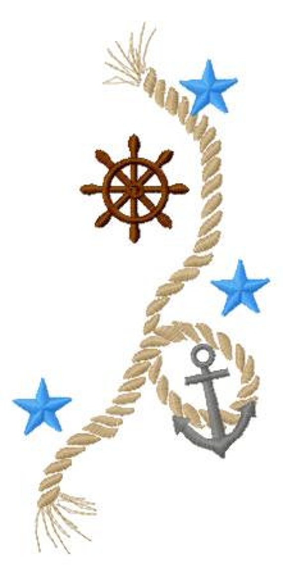 Nautical Rope Embroidery Design Instant Download