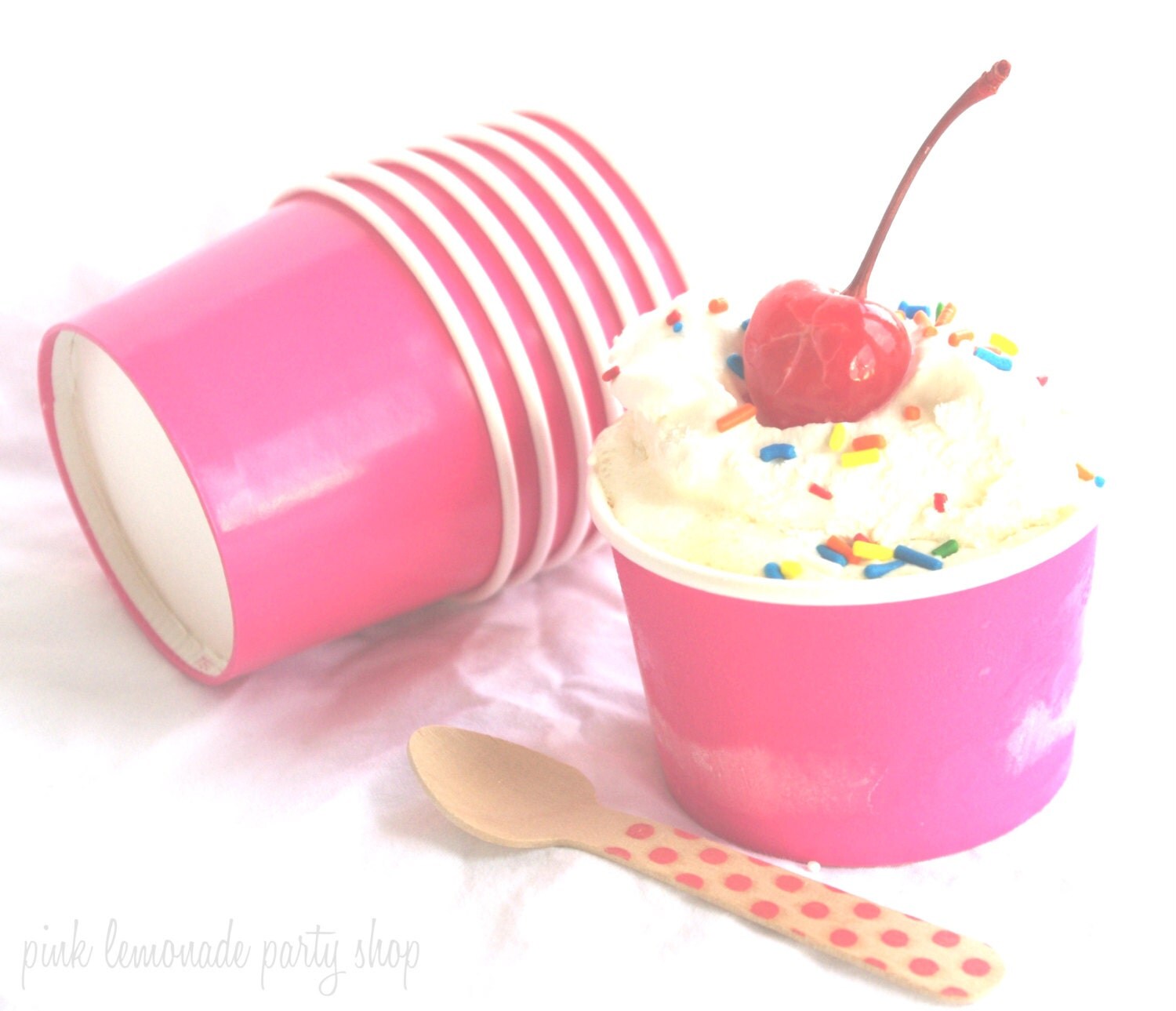 20LiTTLe PiNK ICe CReaM CUPS with diy printables-4oz-Party