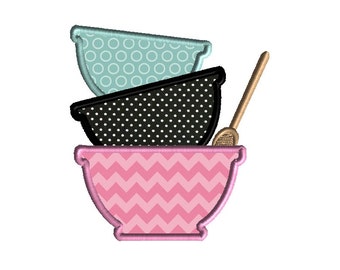 Mixing Bowls Applique Machine Embroidery Design-INSTANT DOWNLOAD