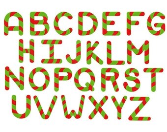 Candy cane font 1, 1 1/2, and 2 inch embroidery design instant download