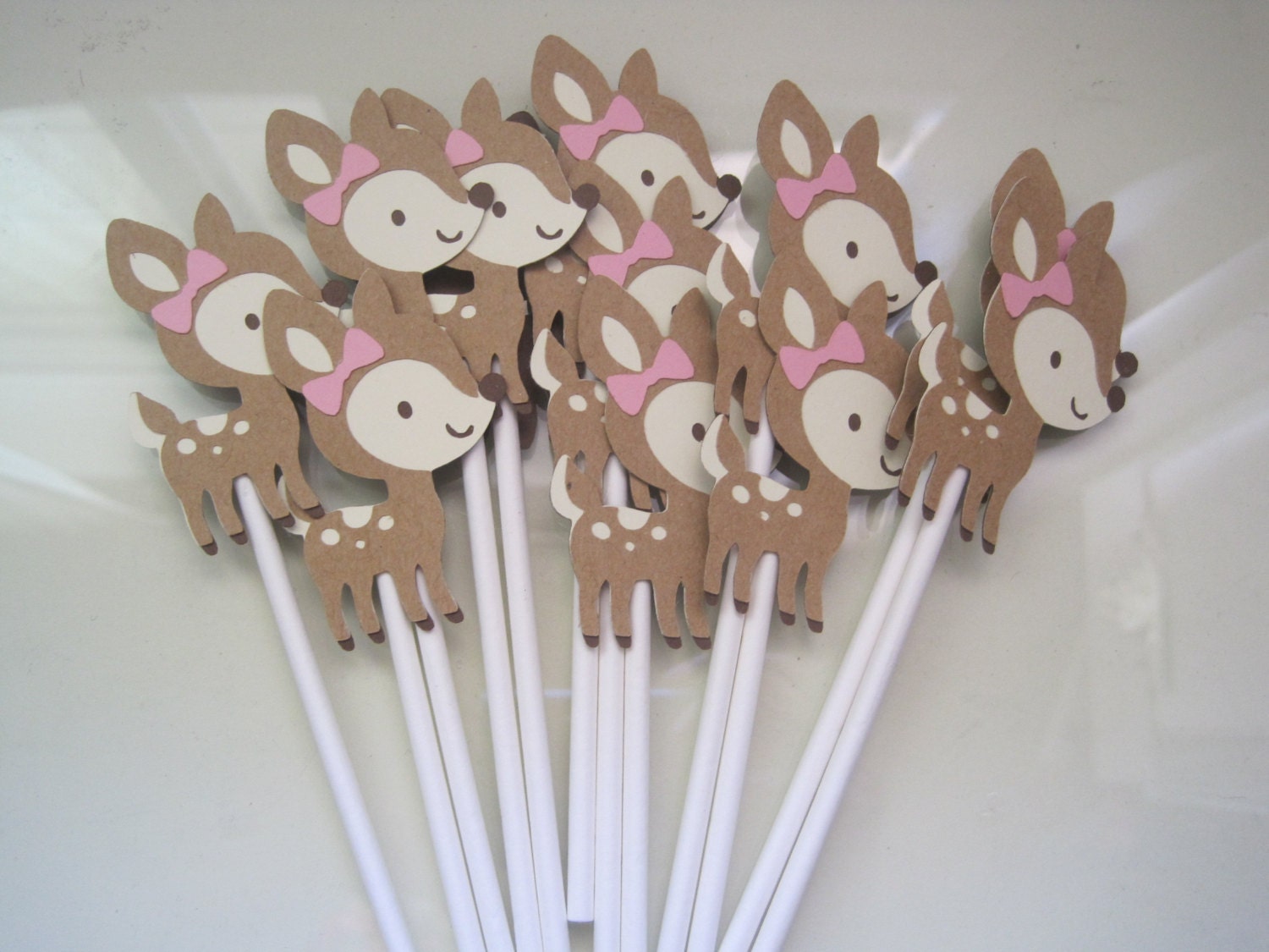 12 Girl deer cupcake toppers