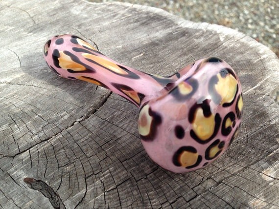 Glass Pipe -Leopard Print Spoon Glass Pipe -Leopard Print Spoon