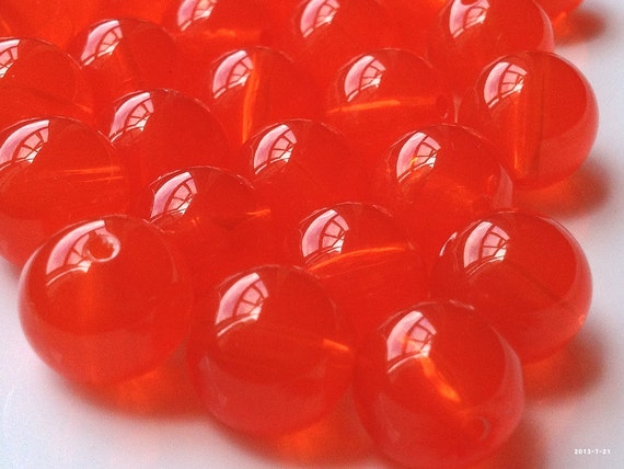 10 mm Red Round Shape Jelly Candy Acrylic Beads. .ma