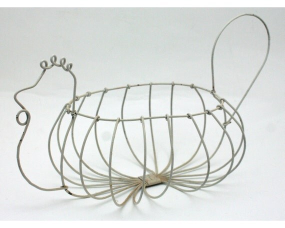 Draht Huhn-Korb weißen Ei Drahtkorb Jahrgang Draht