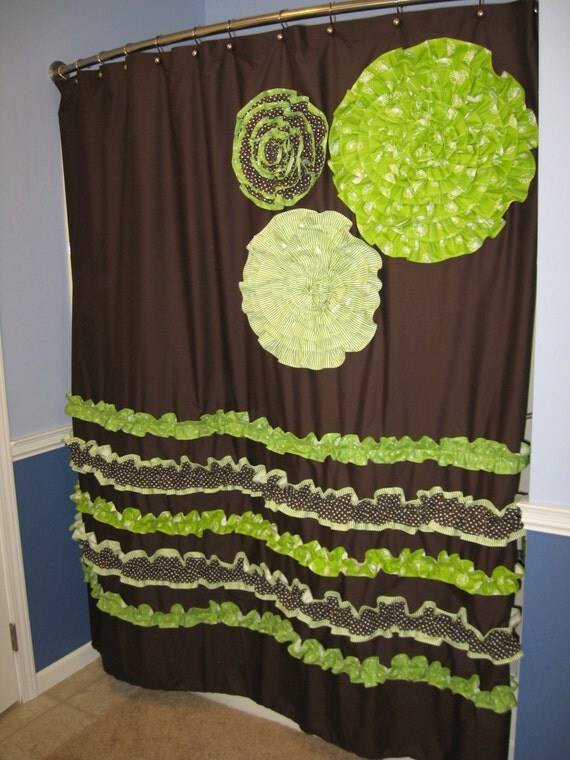 Items similar to Shower Curtain Custom Made Designer Fabric Ruffles and