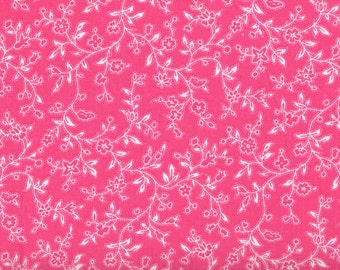 Pink Fabric, Pink and White Floral Fabric, Floral Fabric, 1 yard fabric, 10051