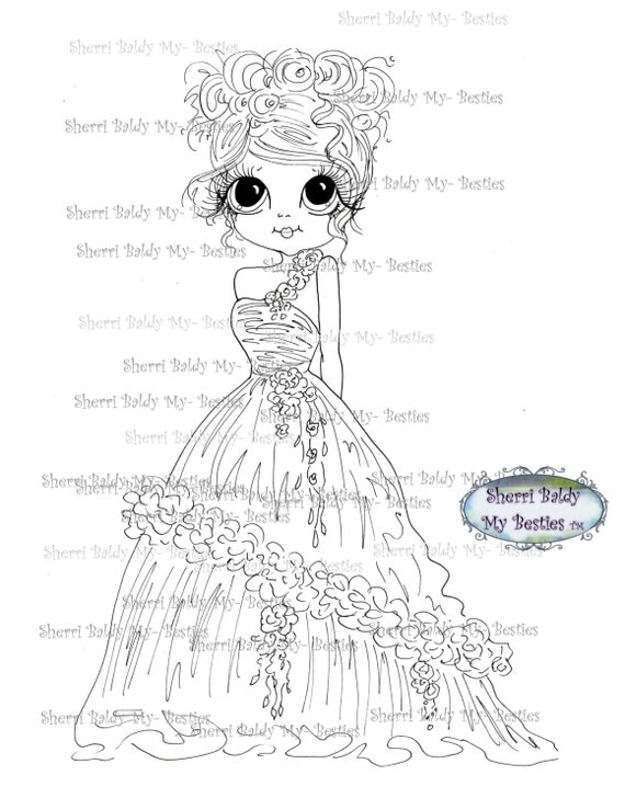 INSTANT DOWNLOAD Digital Digi Stamps Big Eye Big Head Dolls Digi My Besties The Bride By Sherri Baldy