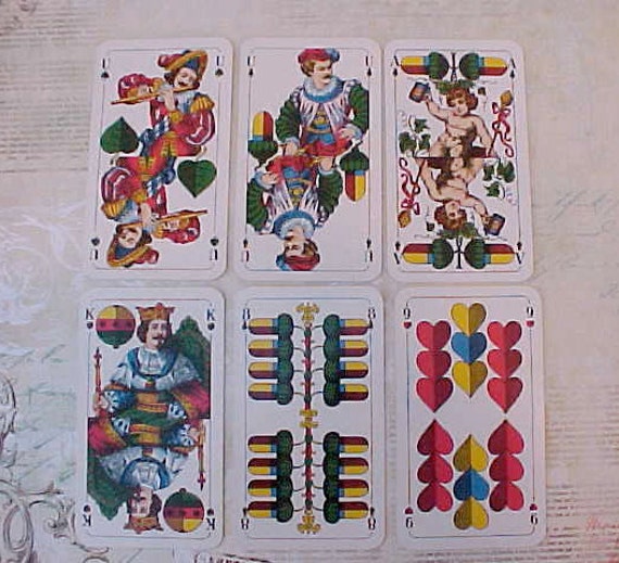 Beautiful Vintage German Tarock Playing Cards with Bavarian