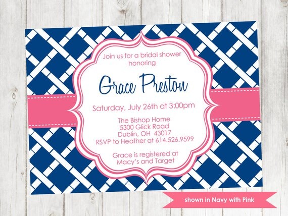 Printable Bridal Shower Invitation - Shower Themed Bamboo Invite - Colors and Text Customizable Il_570xn