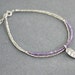 Tiny Amethyst and Silver Leaf charm bracelet / Amethyst bracelet / Karen silver bracelet / Friendship bracelet