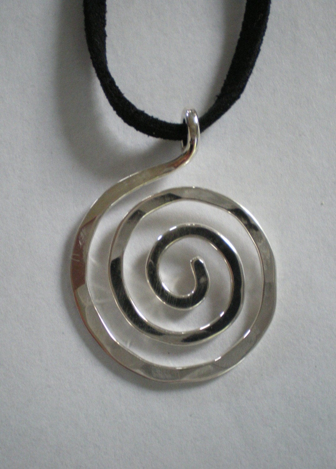 Sterling Silver Spiral Pendant on Suede Cord