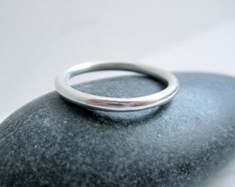 Thick Round Sterling Silver Ring - Stacking Ring