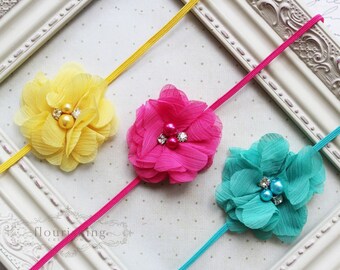 Chiffon Flower Headband in Cream main image 1