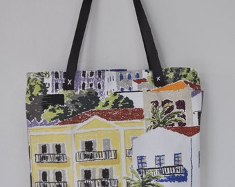 Cotton bag with leather handles