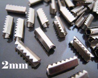 metal fold crimp elastic pcs finding silver drawcord rope 11mm clips head