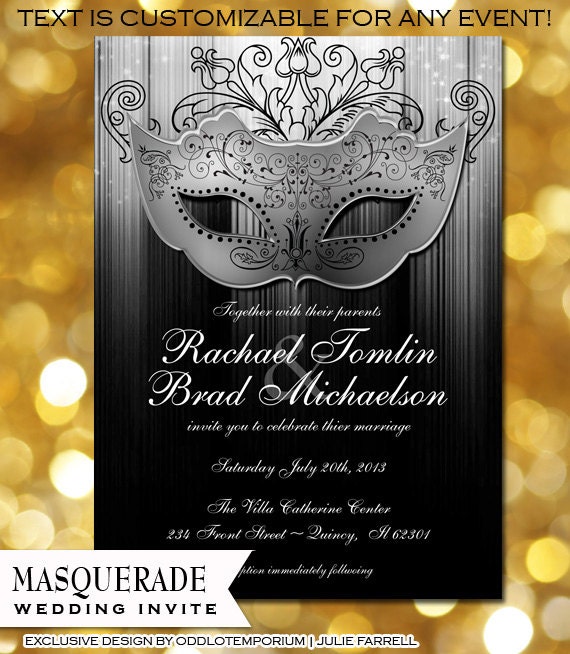 Masquerade Invitation Printable Masquerade Party Invitation