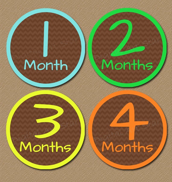 boy chevron baby month stickers printable milestone stickers